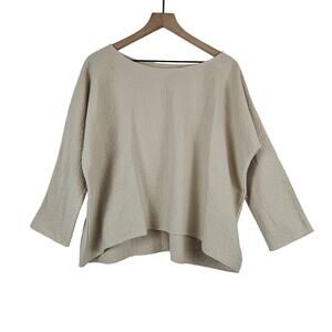 Rachel Craven Cotton Wool‎ boxy cozy lagenlook sweater, natural tan, size 2